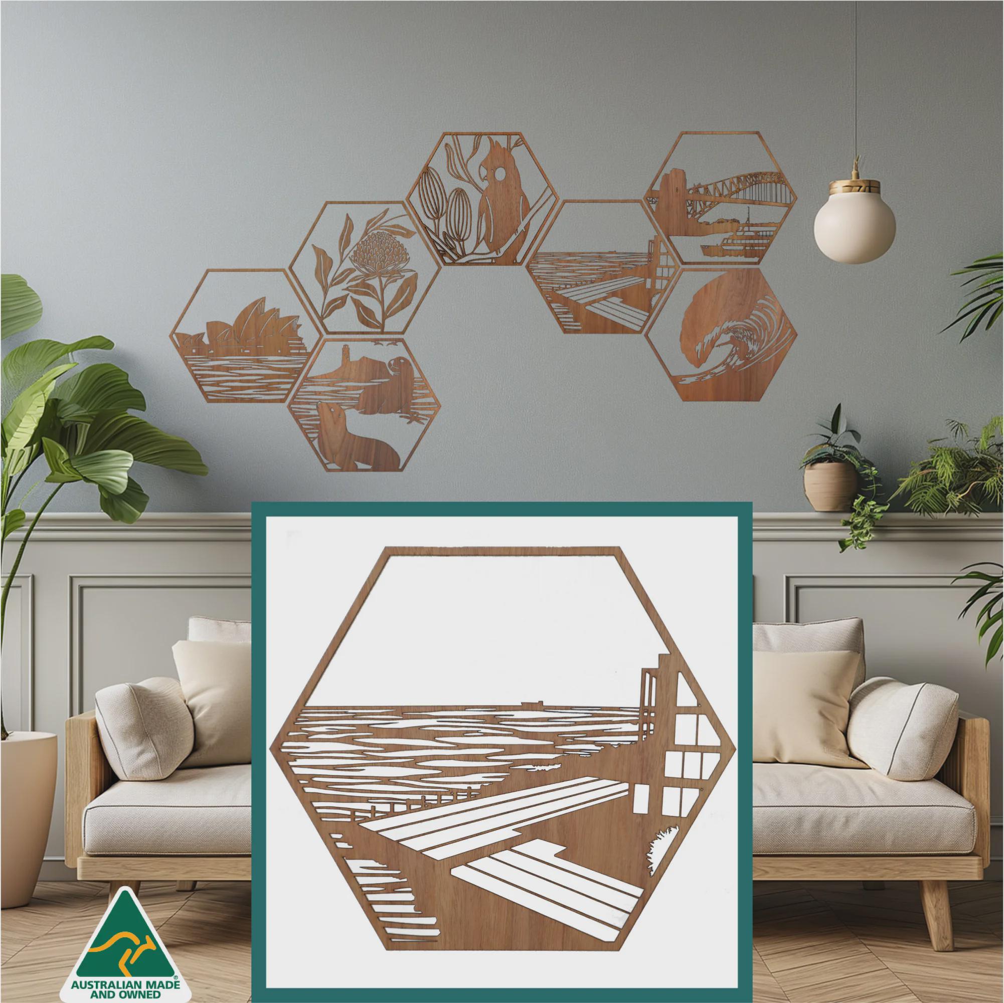 Bondi Ocean Pools: Australian Timber Hexagon Wall Art - Etsy