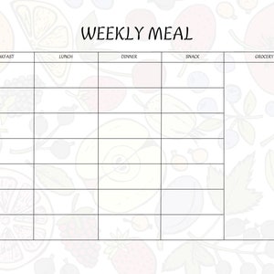 Printable Weekly Meal Planning Callendar, 7 Day Menu Planner, Meal Prep ...