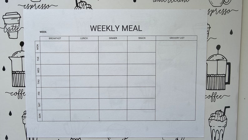 Printable Weekly Meal Planning Callendar, 7 Day Menu Planner, Meal Prep ...