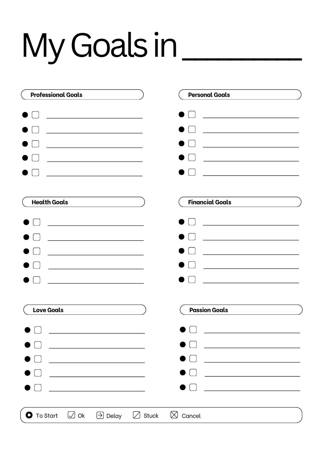 Goals List Etsy