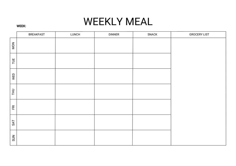 Printable Weekly Meal Planning Callendar, 7 Day Menu Planner, Meal Prep ...