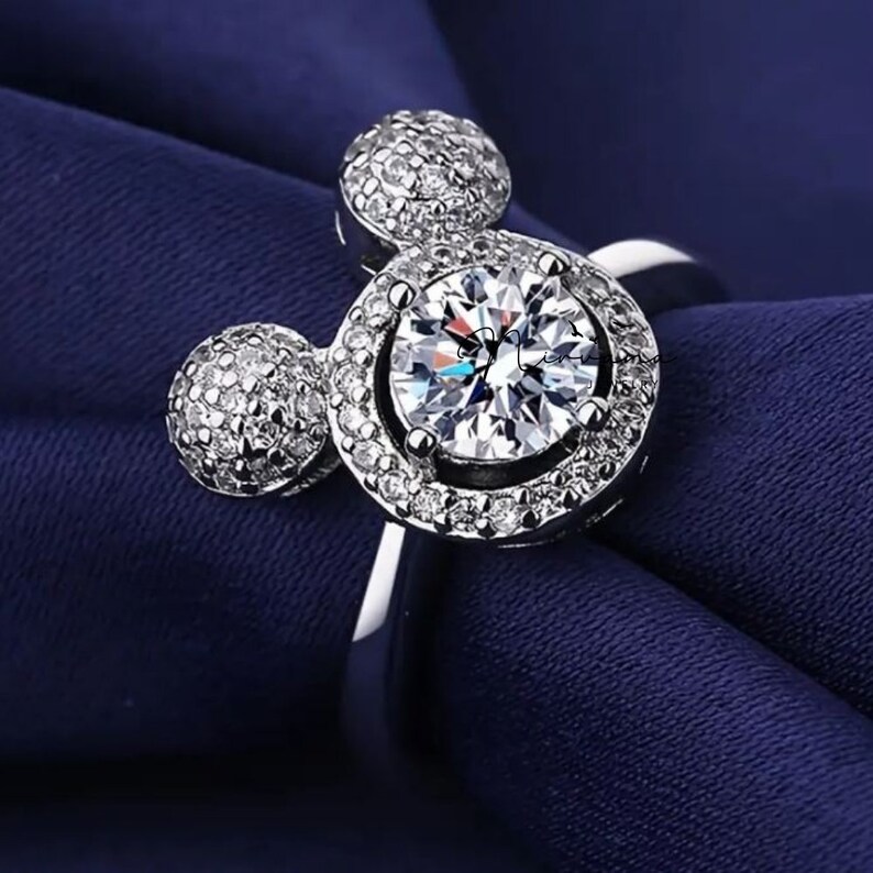 Disney Ring Mickey Mouse Engagement Ring Sterling Silver Ring Wedding ...