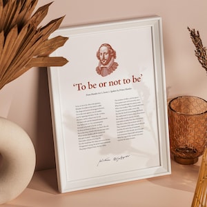 High quality printable wall art hi-res digital download, famous speech by Hamlet from Shakespeare Hamlet ‘To be or not to be’