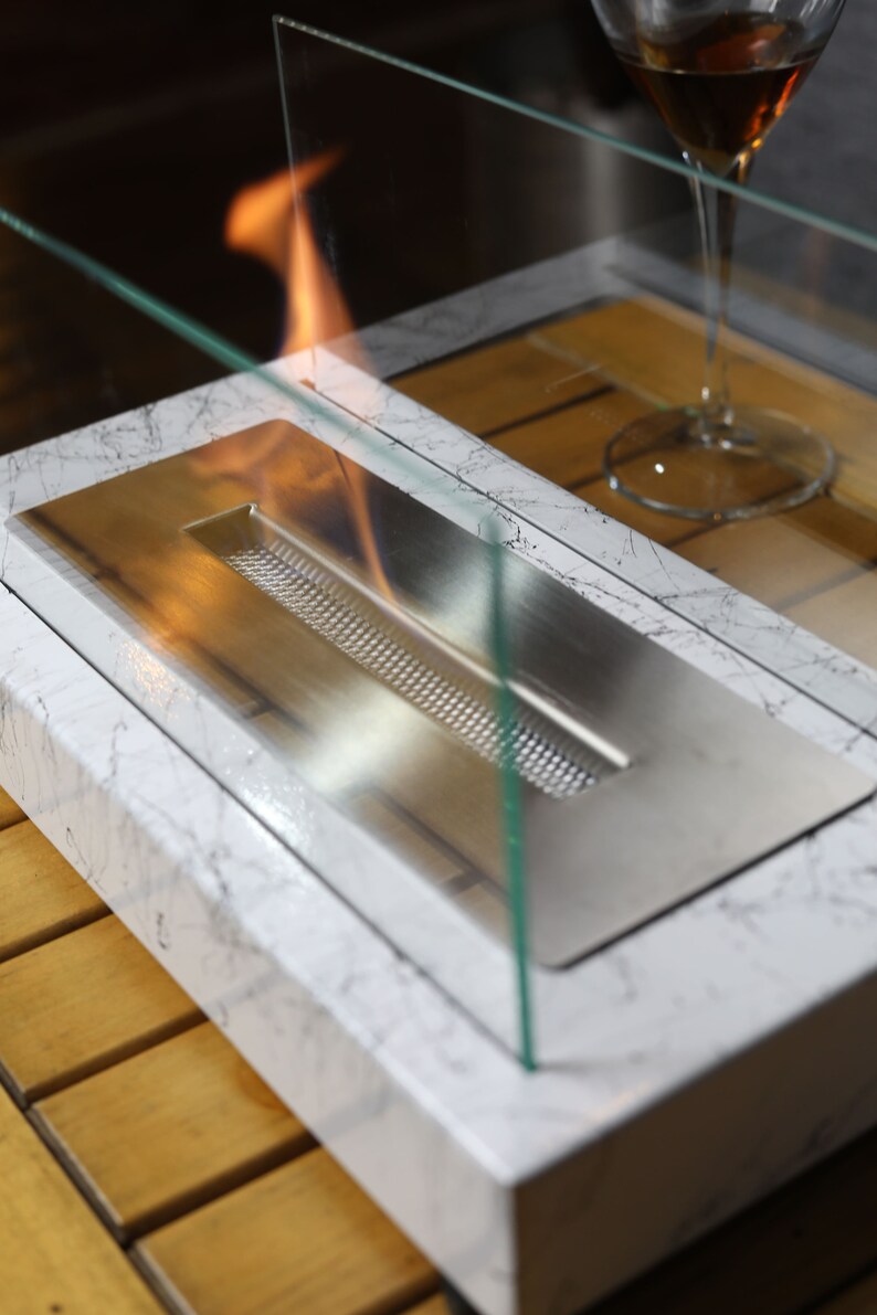 Tabletop Marble Patterned Fireplace Mini Personel Desktop Bioethanol