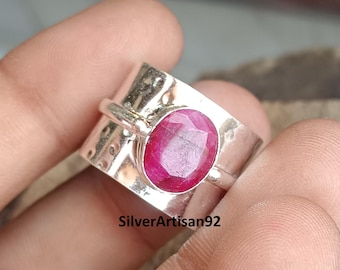 925 Sterling Silver, Ruby Gemstone, Handmade Jewelry, Anniversary Gift, Valentine Day Gift