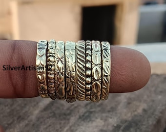 Handgemaakte massief messing stapelbare ring: boho-statementsieraden