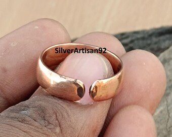 Anillo ajustable de cobre macizo hecho a mano