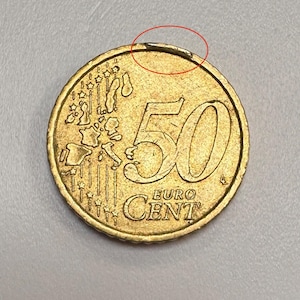 50 euro cents Italy 2002 with defect