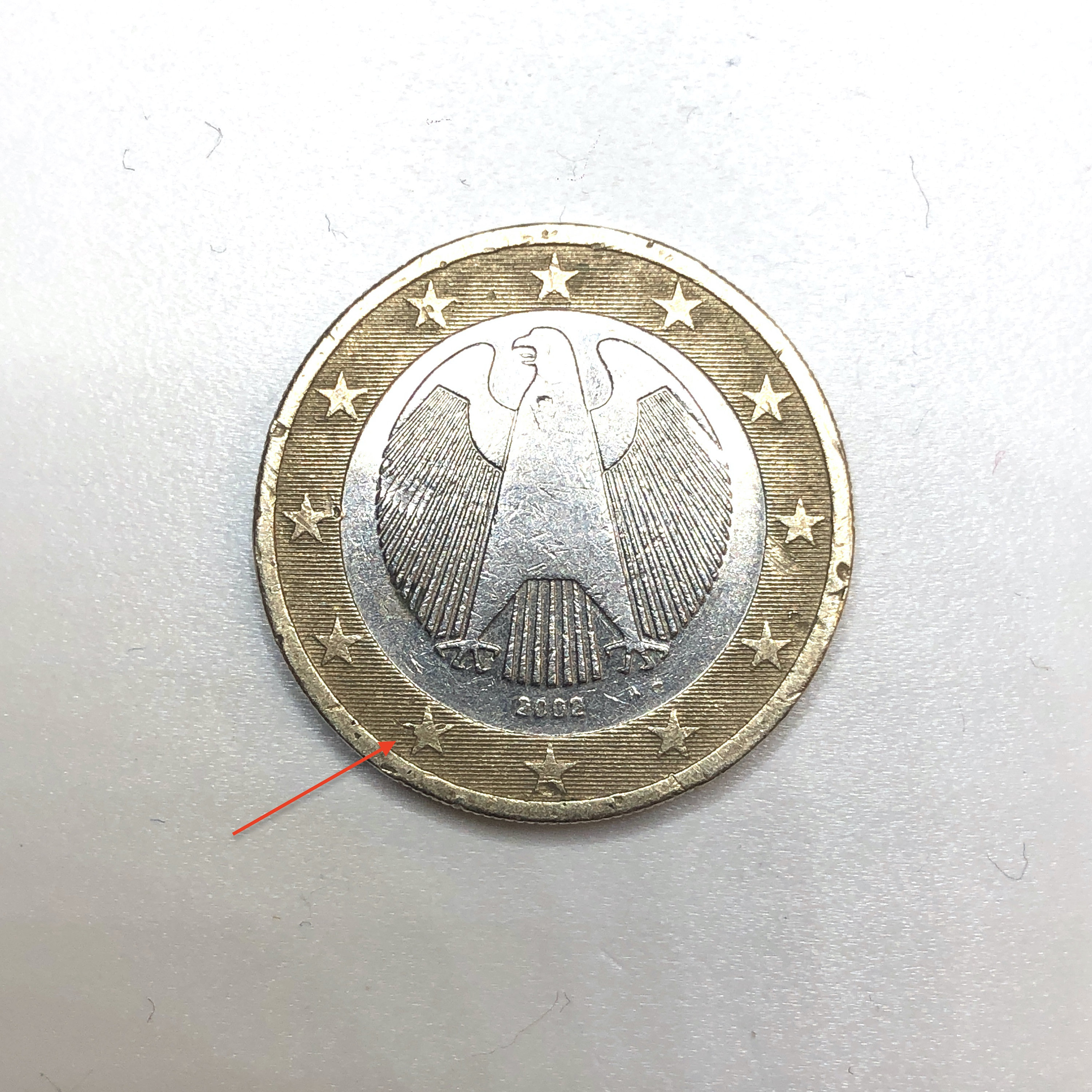 Coin 1 Euro Greece 2002 Coin 1 Euro Greece 2002 with Defect Rare off Center  Mint Made Error 
