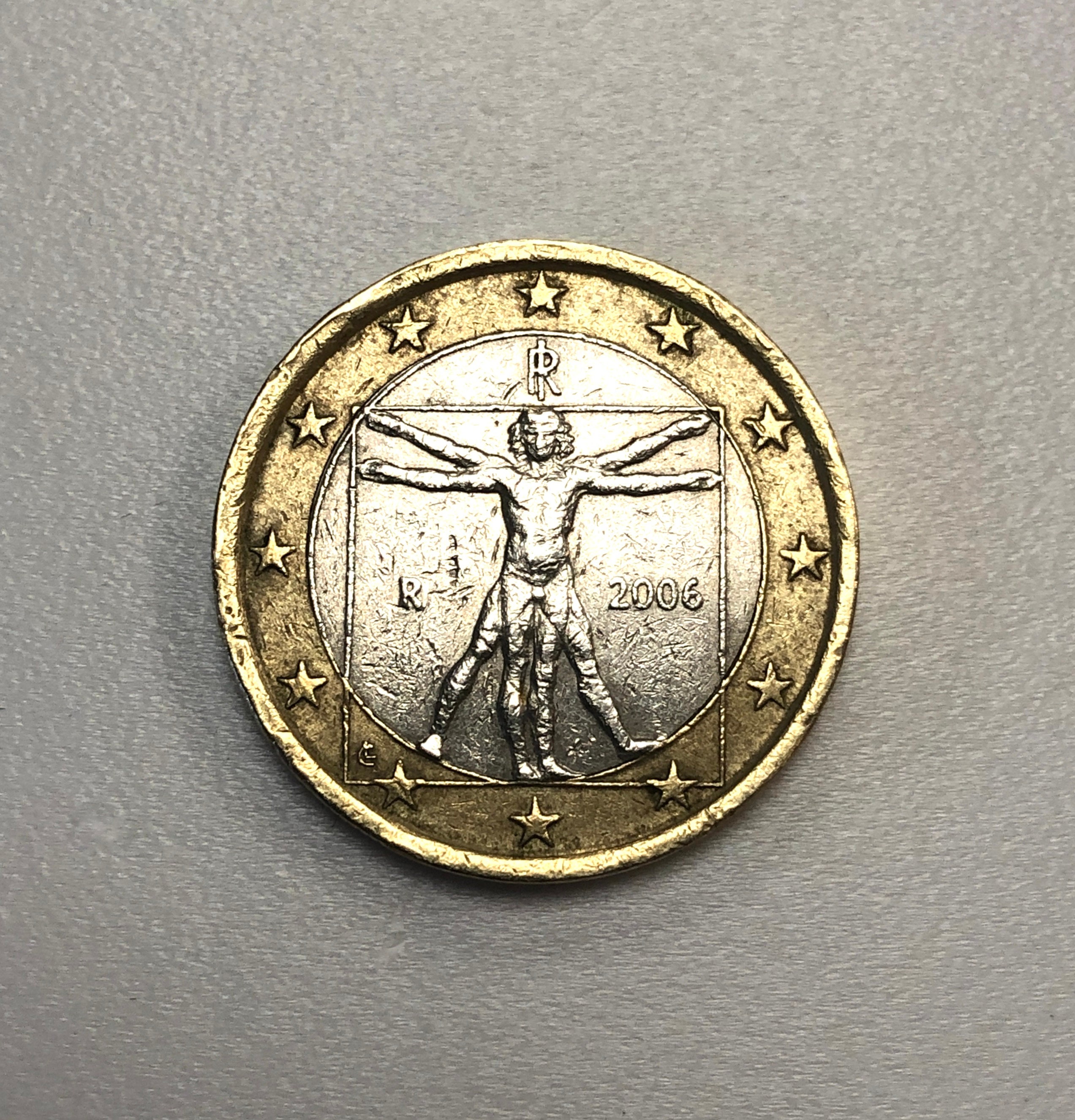 1 Euro Coin 2006 Italy Misprint 