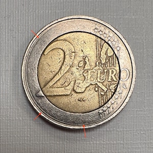 2 euro coin, Belgium, 2002. With Mint Errors