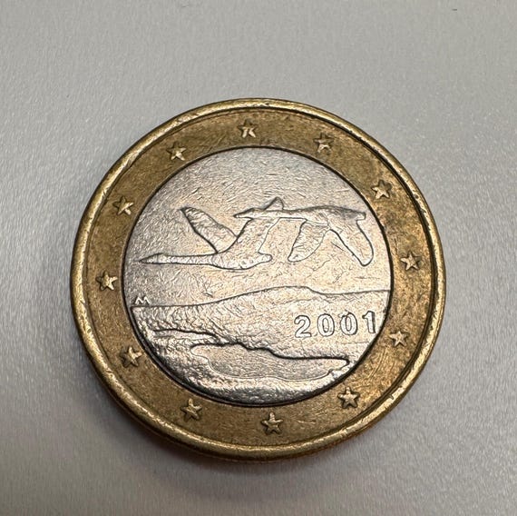 フィンランド 2001年 1ユーロ硬貨（造幣局エラー #1） - Etsy 日本