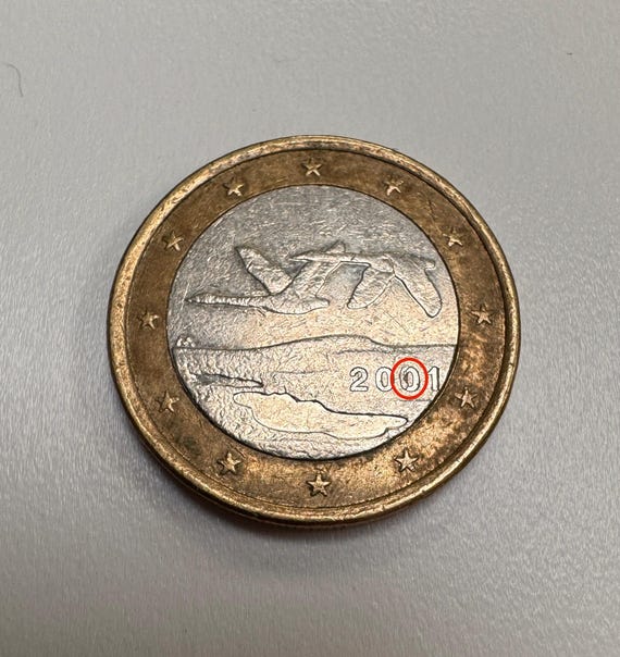 1 Euro Coin Finland 2001 With Mint Error #2 - Etsy