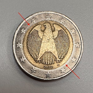 2 euro coin Germany 2002 G with mint error
