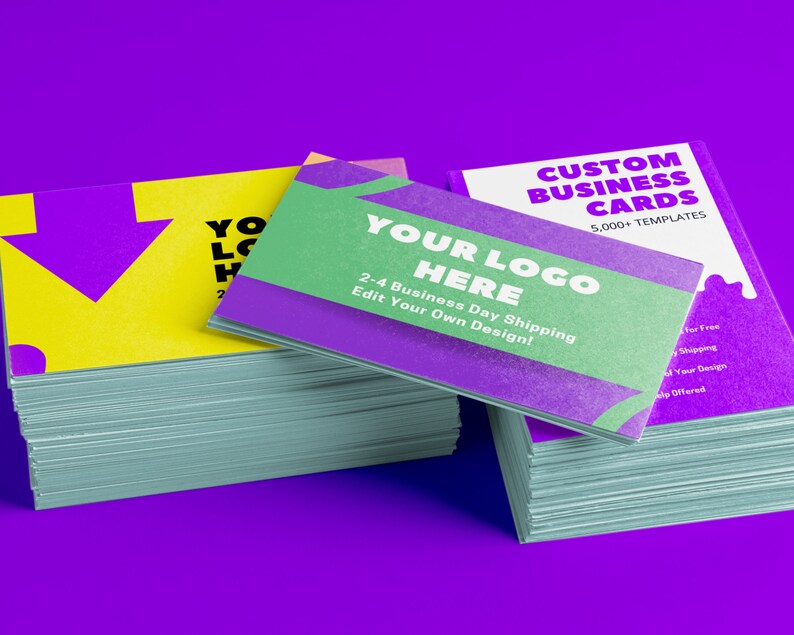 1000 Full Color Front and Back Printed Business Cards 16pt Etsy