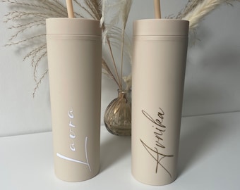 Personalised Skinny Matte Tumbler | 16oz | Cold Cup | Hot Cup | Double Walled | Straw Cup | Gift
