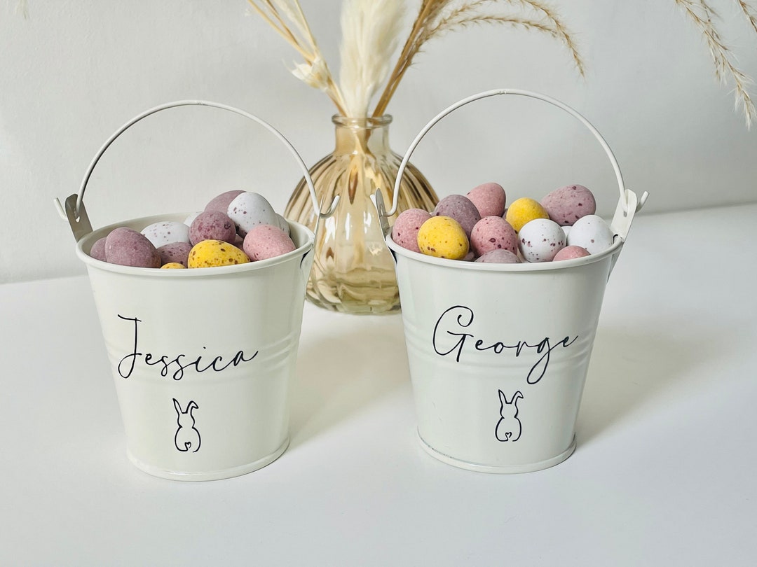 Personalised Easter Bucket, Easter Basket, Easter Gift, Easter Egg Hunt, Mini Metal Bucket