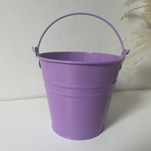 Personalised Easter bucket, Easter basket, Easter gift, Easter egg hunt, mini metal bucket, Easter, personalised purple large bucket cm