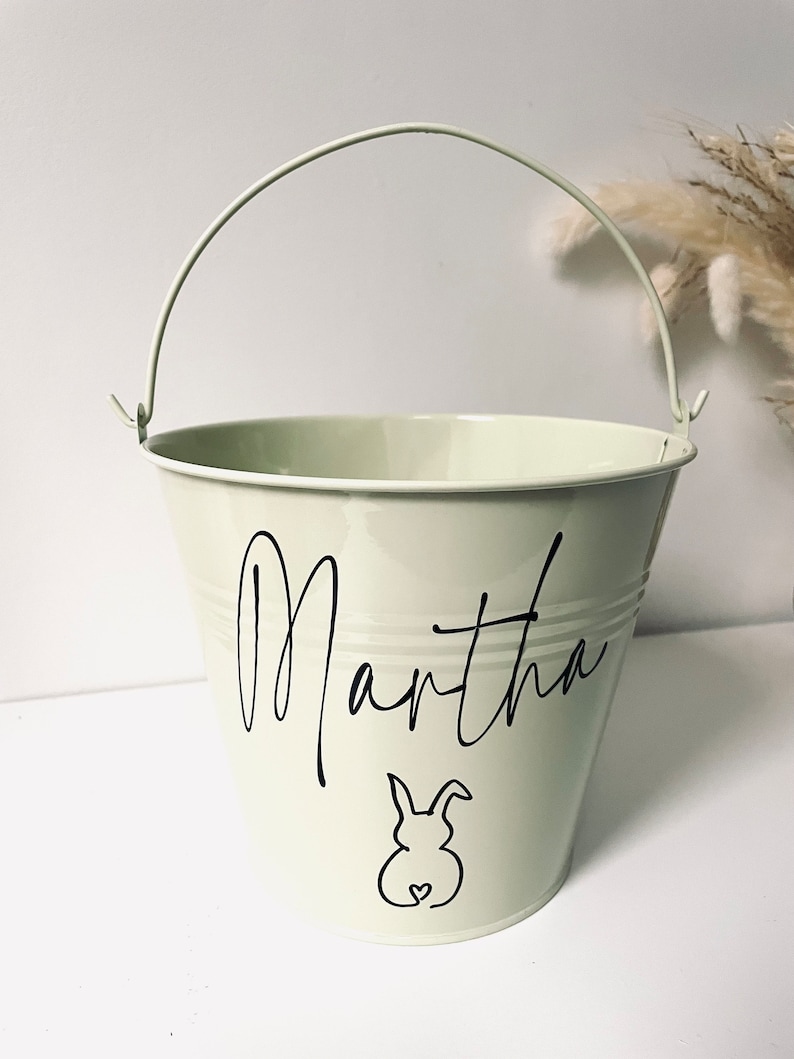 Personalised Easter bucket, Easter basket, Easter gift, Easter egg hunt, mini metal bucket, Easter, personalised image 4