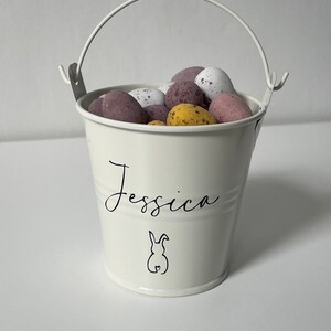 Personalised Easter bucket, Easter basket, Easter gift, Easter egg hunt, mini metal bucket, Easter, personalised image 3