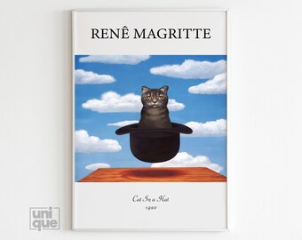 Rene Magritte Exhibition - Cat in a Hat - Famous Art Print - Surrealism Art - Vintage Poster - Abstract Print - Magritte Painting - Wall Art