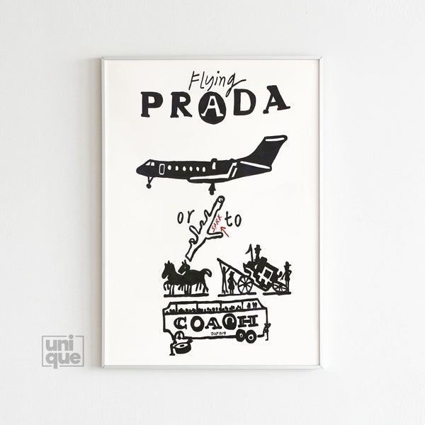 Flying Prada or Stick To Coach - Vintage Print - Living Room Decor - Tiggy Ticehurst Poster - Retro Wall Art - Prada Poster - Art Print