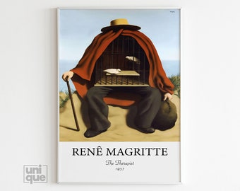 René Magritte Art - Le Thérapeute - Art vintage - Tirage d’Art célèbre - Affiche de haute qualité - Tirage d’exposition Magritte - Affiche surréaliste