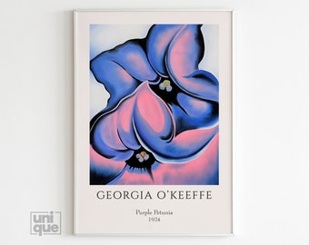 Georgia O'Keeffe Poster - Purple Petunia - Wall Gallery Print - Living Room Decor - O'Keeffe Exhibition - Purple Wall Art - Flowers Print