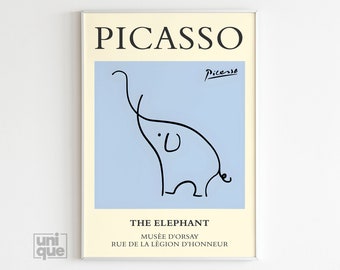 Picasso Poster - The Elephant - Abstract Gallery Print - Aesthetic Wall Art - Animal Prints - Elephant Drawings - Home Decor - Minimal Art