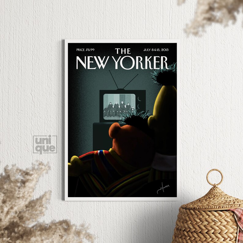 The New Yorker Print July 8, 2013 Vintage Wall Print Sesame Street Print Gallery Wall Art Retro Magazine Cover New Yorker Poster image 2