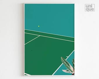 Tennis Court Poster - Tennis Print - Aesthetic Wall Art - Sports Poster - Tennis Wall Art - Green Print - Gallery Wall - Vintage Poster