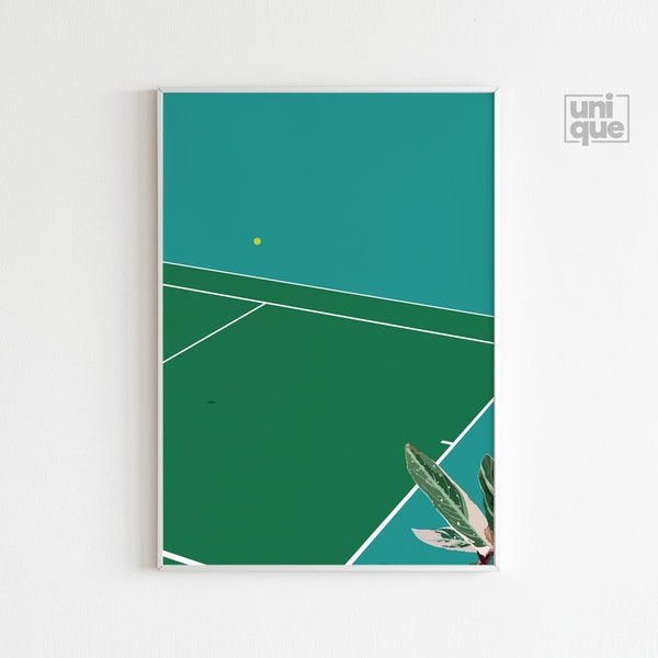 Tennis Court Poster - Tennis Print - Aesthetic Wall Art - Sports Poster - Tennis Wall Art - Green Print - Gallery Wall - Vintage Poster