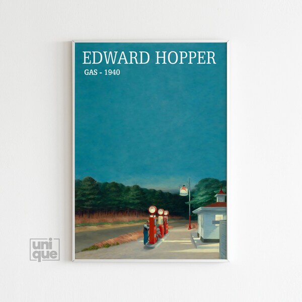 Affiche Edward Hopper - Gaz - Impression vintage - Affiche de haute qualité - American Wall Art - Hopper Exhibition - Museum Print - Home Decor