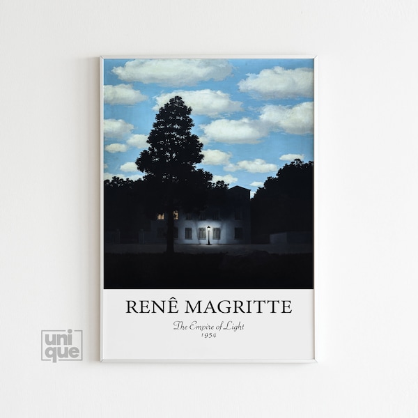 Rene Magritte Poster - Das Reich des Lichts - Surreales Poster - Home Wall Dekor - Vintage Wandkunst - Magritte Print - Berühmte Wandkunst