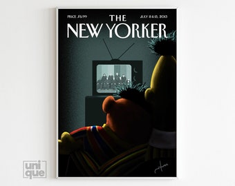 The New Yorker Print - July 8, 2013 - Vintage Wall Print - Sesame Street Print - Gallery Wall Art - Retro Magazine Cover - New Yorker Poster