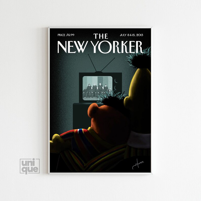 The New Yorker Print July 8, 2013 Vintage Wall Print Sesame Street Print Gallery Wall Art Retro Magazine Cover New Yorker Poster image 1
