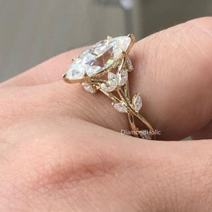 Vintage 2.05 CT Marquise Cut Moissanite Engagement Ring, Vintage Moissanite Diamond Ring, Solitaire Marquise Wedding Ring, Marquise Promise