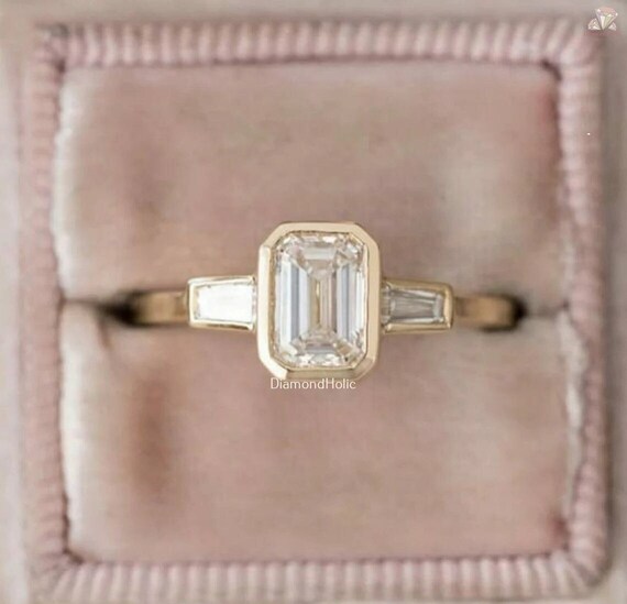 Bezel set diamond ring 2024 with side stones