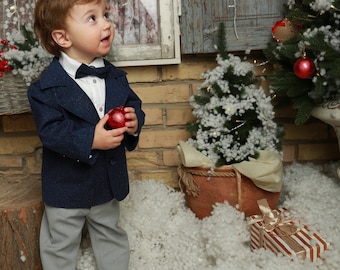 Boys Christmas Suit 4 Piece Wedding Party Suit first Birthday party, Christening, baptism suit, baby boy suit, 1-2 years