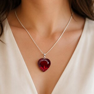 Flawless Mozambique Ruby Pendant Red Ruby Heart Shape Necklace, July Birthstone Jewelry Valentine Gifts