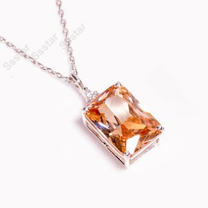 Peach Padparadscha Sapphire Pendant: Octagon Gemstone, September Birthstone