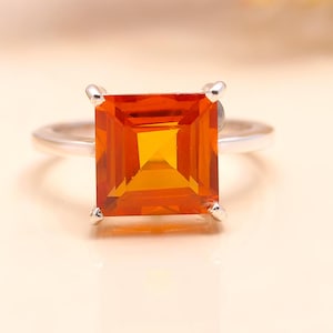 Orange Padparadscha Sapphire Ring Ceylon Sapphire Ring September Birthstone Ring Peach Sapphire Ring Wedding Ring Sterling Silver Ring