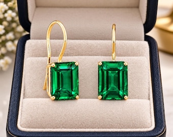 Colombian Emerald Radiant Earrings Emerald Gemstone Earring May Birthstone Jewelry Christmas Gifts