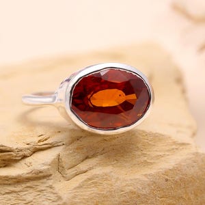 Oval Orange Padparadscha Sapphire Ring Ceylon Sapphire Ring September Birthstone Ring Peach Sapphire Ring Wedding Ring Sterling Silver Ring