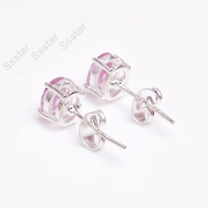 Ovala rosa safirörhängen i sterlingsilver, september födelsesten bild 4