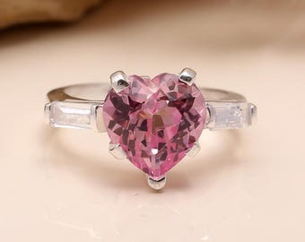 Heart Shape Pink Morganite Ring Genuine Morganite Gemstone Rings June Birthstone Jewelry Christmas Gifts