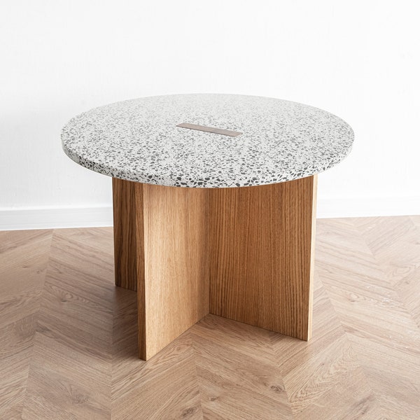 Table d'appoint table basse avec plateau en pierre et piètement en chêne Vente