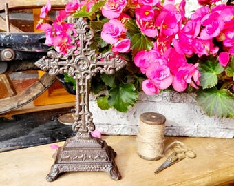 Cast iron cross, antique quality grave cross, 14 x 25 cm, crucifix, vintage grave decoration, nostalgic grave decor