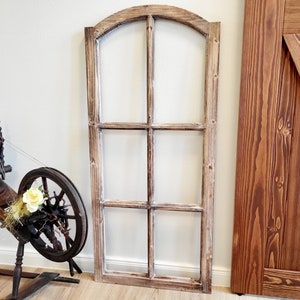 Large decorative wooden window 50 x 111 cm &quot;Country house brown&quot; large wall decoration staircase