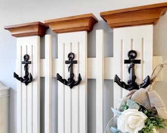 Set of 3 wall hooks "Anchor" - nautical double hooks, coat hooks, cast iron, towel hooks, key hooks, towel hooks for bathroom, guest toilet